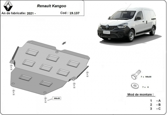 Acél motor, kapcsolószekrény védőlemez Renault Kangoo
