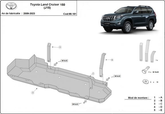 Acél üzemanyagtartály védőlemez Toyota Land Cruiser J150
