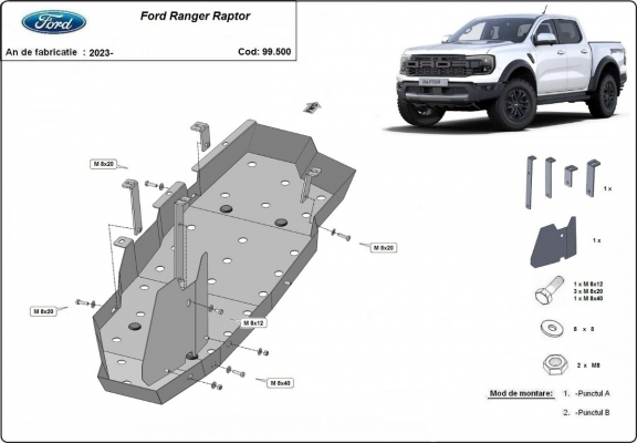 Acél üzemanyagtartály védőlemez Ford Ranger Raptor