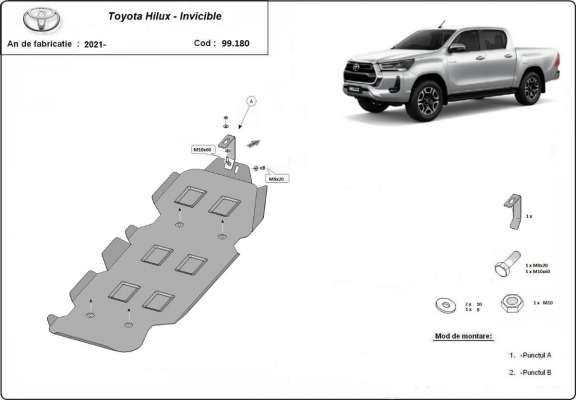Acél üzemanyagtartály védőlemez Toyota Hilux Invincible