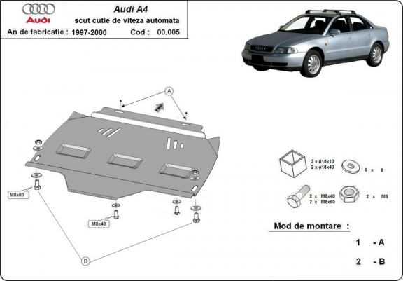 Acél kapcsolószekrény védőlemez Audi A4 B5 -Automata váltós