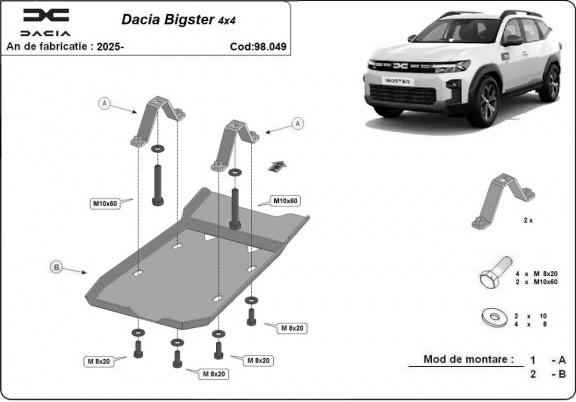 Acél hátsó differenciálmű védőlemez - Dacia Bigster 4x4