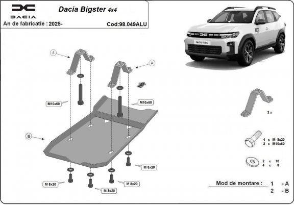 Aluminium differenciálmű védőlemez Dacia Bigster 4x4