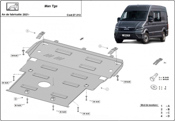 Acél motorvédő lemez Man TGE