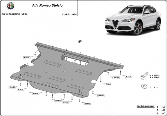 Acél motorvédő lemez Alfa Romeo Stelvio