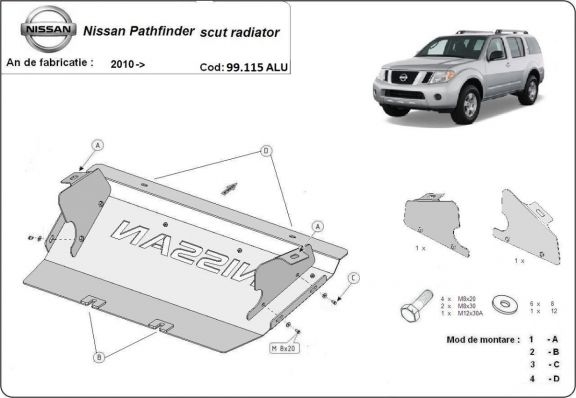 Alumínium hűtő védőlemez Nissan Pathfinder