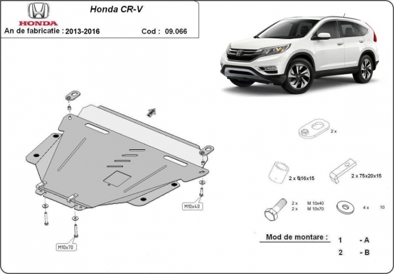Acél motor, kapcsolószekrény, hűtő védőlemez Honda CR-V
