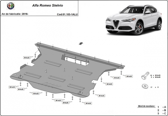 Alumínium motorvédő lemez Alfa Romeo Stelvio