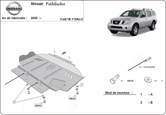 Aluminum motor, kapcsolószekrény védőlemez Nissan Pathfinder