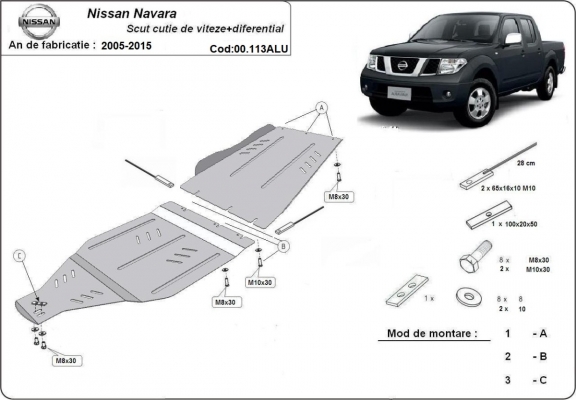 Aluminum kapcsolószekrény védőlemez Nissan Navara