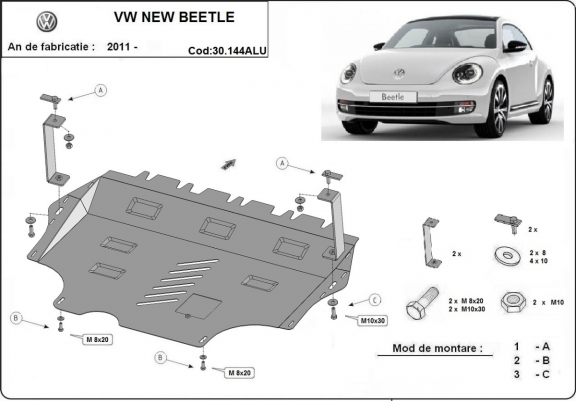 Alumínium kapcsolószekrény, hűtő védőlemez Volkswagen New Beetle