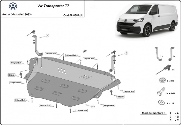 Alumínium motor, sebességváltó, hűtő védőlemez Volkswagen Transporter T7 Van