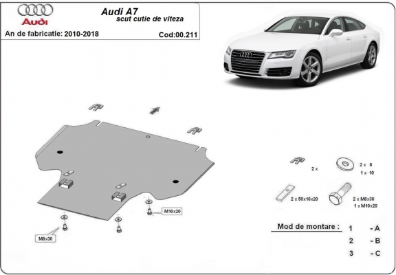 Acél kapcsolószekrény védőlemez Audi A7