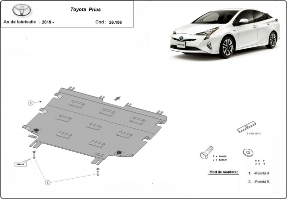 Acél motor, kapcsolószekrény védőlemez Toyota Prius