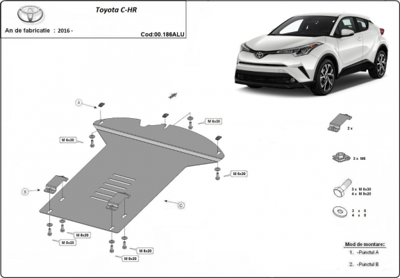 Alumínium katalizátorvédő / katalizátor zár Toyota C-HR