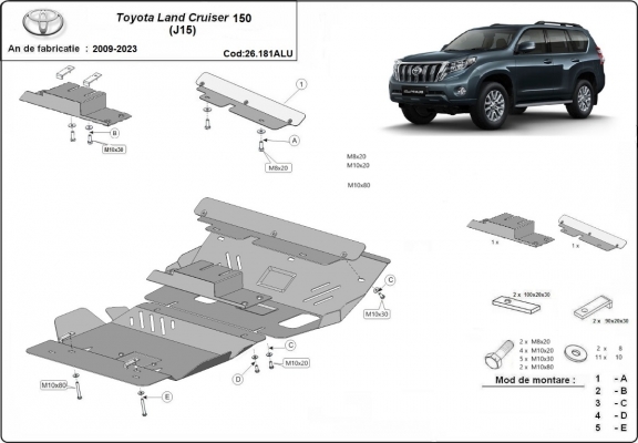 Motor, karter- védő Alumíniumlemez Toyota Land Cruiser 150