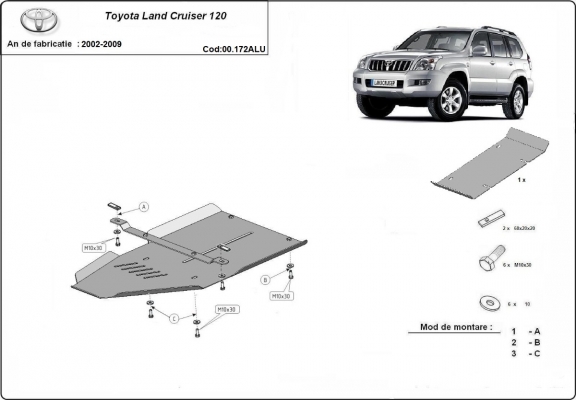 Alumínium kapcsolószekrény védőlemez Toyota Land Cruiser J120