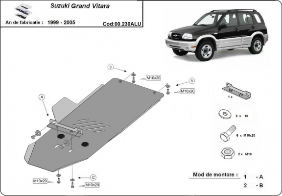 Aluminum kapcsolószekrény védőlemez Suzuki Grand Vitara