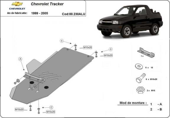 Aluminum kapcsolószekrény védőlemez Chevrolet Tracker