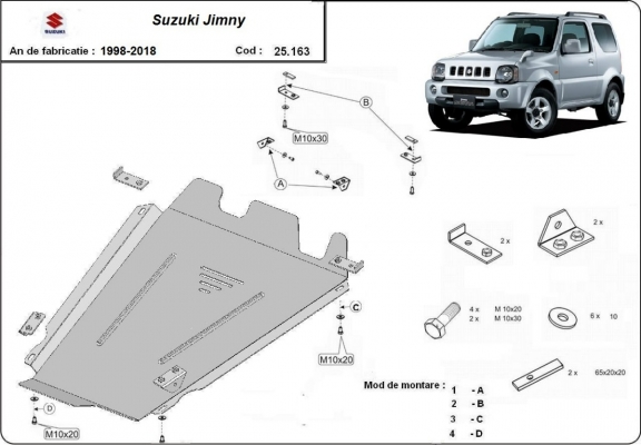 Acél kapcsolószekrény védőlemez Suzuki Jimny