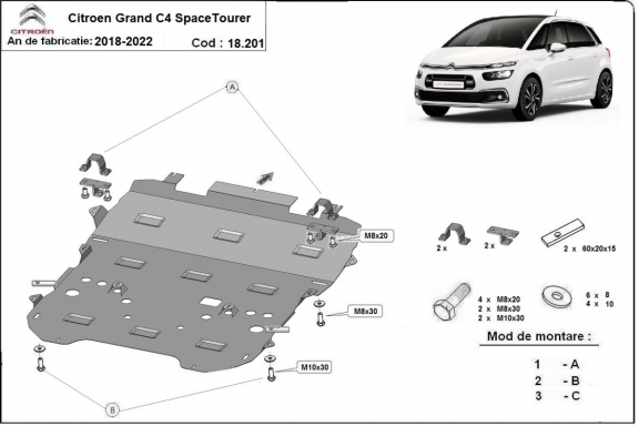 Acél motor,váltó védőlemez Citroen Grand C4 SpaceTourer