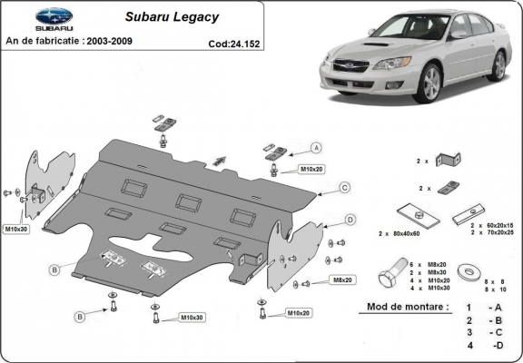 Acél motor, hütő védőlemez Subaru Legacy IV