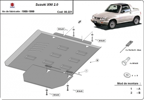 Acél kapcsolószekrény védőlemez Suzuki X90 2.0