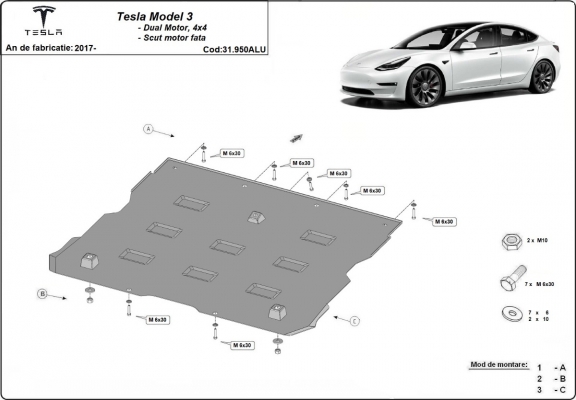 Első alumínium elektromos motorvédő lemez – Tesla Model 3 AWD