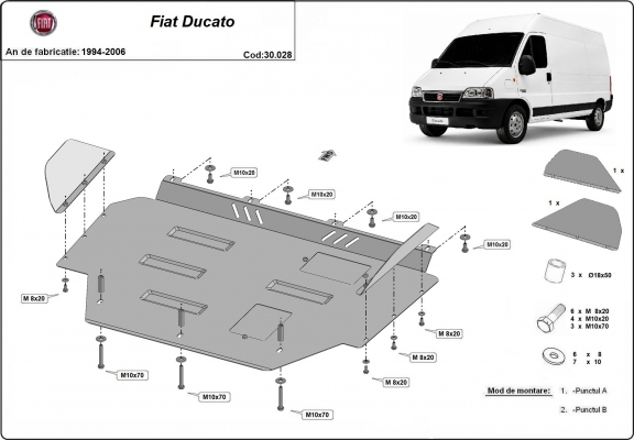 Acél motor, kapcsolószekrény védőlemez Fiat Ducato
