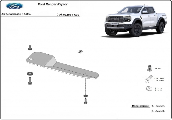 Acél üzemanyag szűrő védőlemez Ford Ranger Raptor