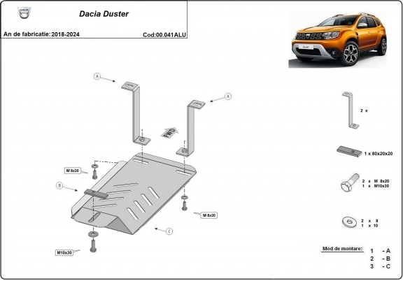 Alumínium differenciálmű védőlemez Dacia Duster 4x4