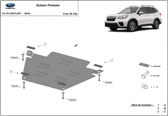 Acél kapcsolószekrény védőlemez Subaru Forester