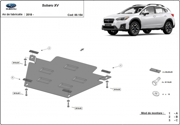 Acél kapcsolószekrény védőlemez Subaru XV