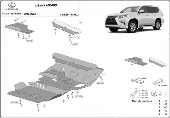 Motor, karter- védő alumíniumlemez Lexus GX460