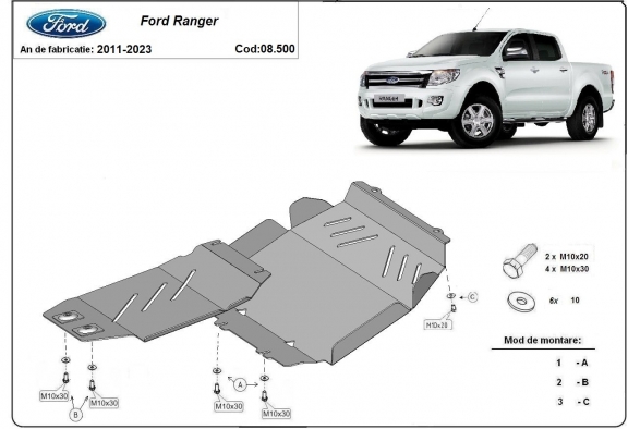 Acél motorvédőlemez Ford Ranger