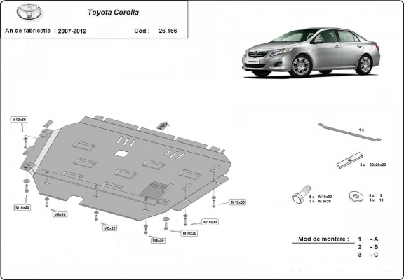 Motor, karter- védő acéllemez Toyota Corolla