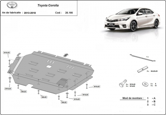 Motor, karter- védő acéllemez Toyota Corolla