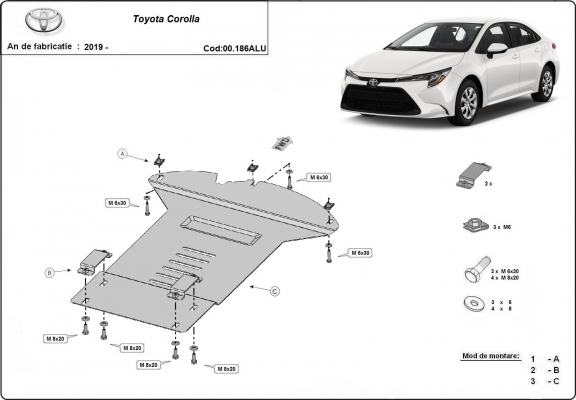 Alumínium katalizátorvédő / katalizátor zár Toyota Corolla