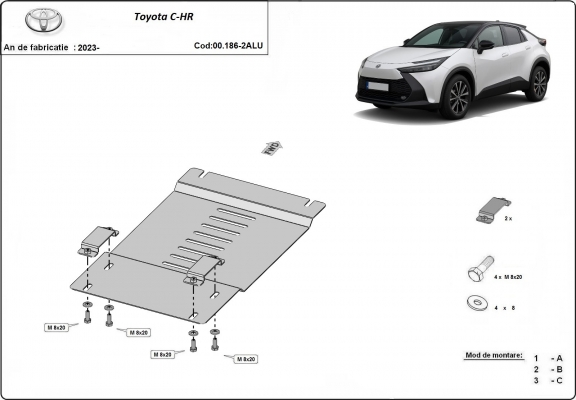 Alumínium katalizátorvédő / katalizátor zár Toyota C-HR