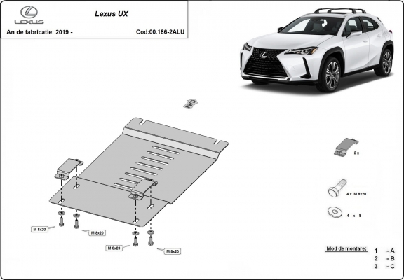 Alumínium katalizátorvédő / katalizátor zár Lexus UX