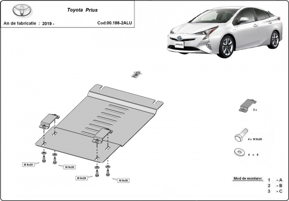 Alumínium katalizátorvédő / katalizátor zár Toyota Prius