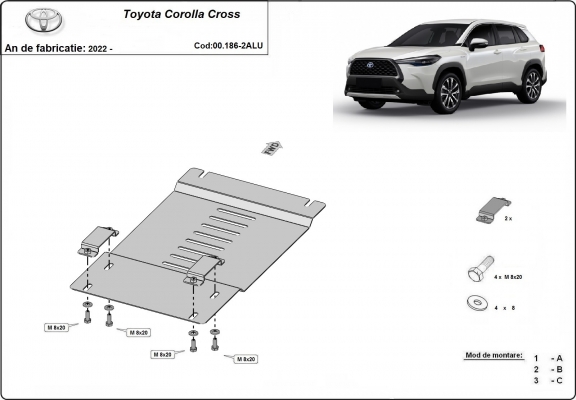 Alumínium katalizátorvédő / katalizátor zár Toyota Corolla Cross