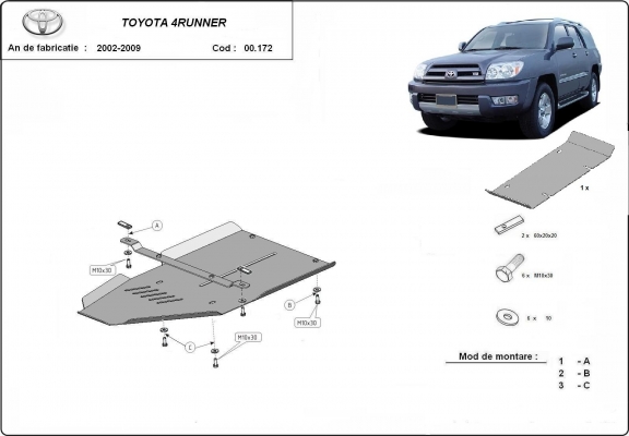 Acél kapcsolószekrény védőlemez Toyota 4Runner