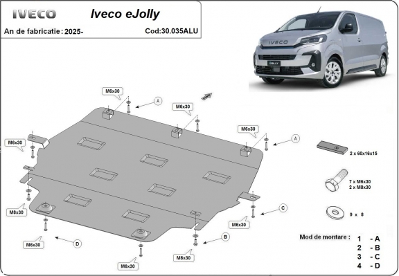 Aluminium motor, kapcsolószekrény védőlemez Iveco eJolly