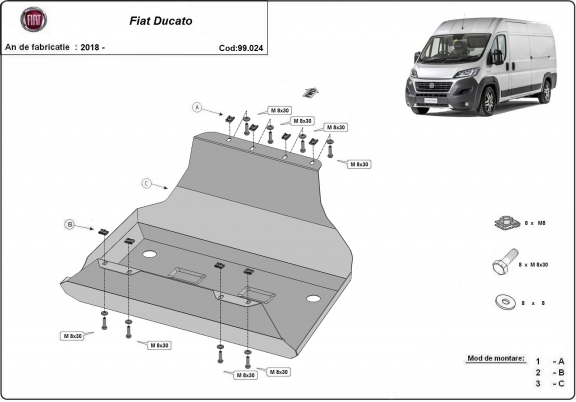 Acél üzemanyagtartály védőlemez Fiat Ducato