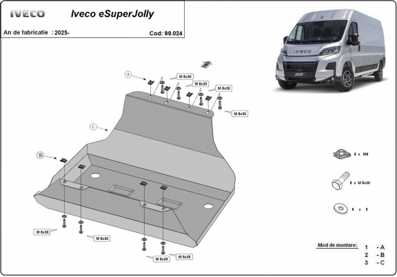 Acél üzemanyagtartály védőlemez Iveco eSuperJolly