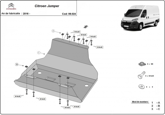 Acél üzemanyagtartály védőlemez Citroen Jumper