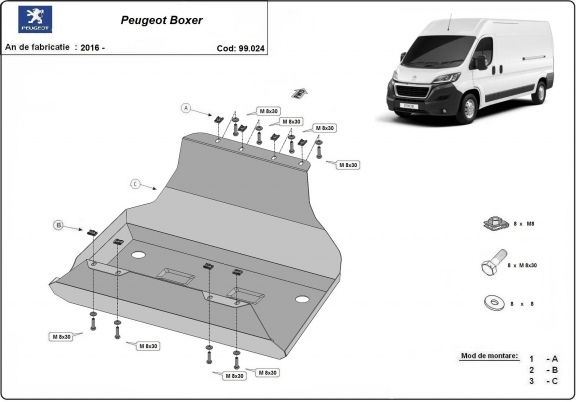 Acél üzemanyagtartály védőlemez Peugeot Boxer