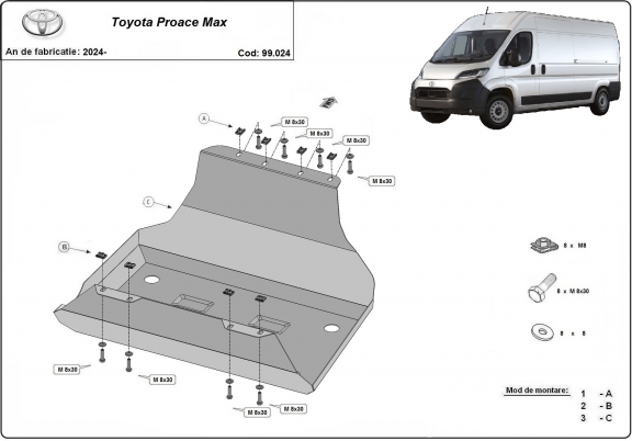 Acél üzemanyagtartály védőlemez Toyota Proace Max