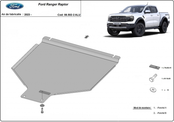 Acél kapcsolószekrény védőlemez Ford Ranger Raptor